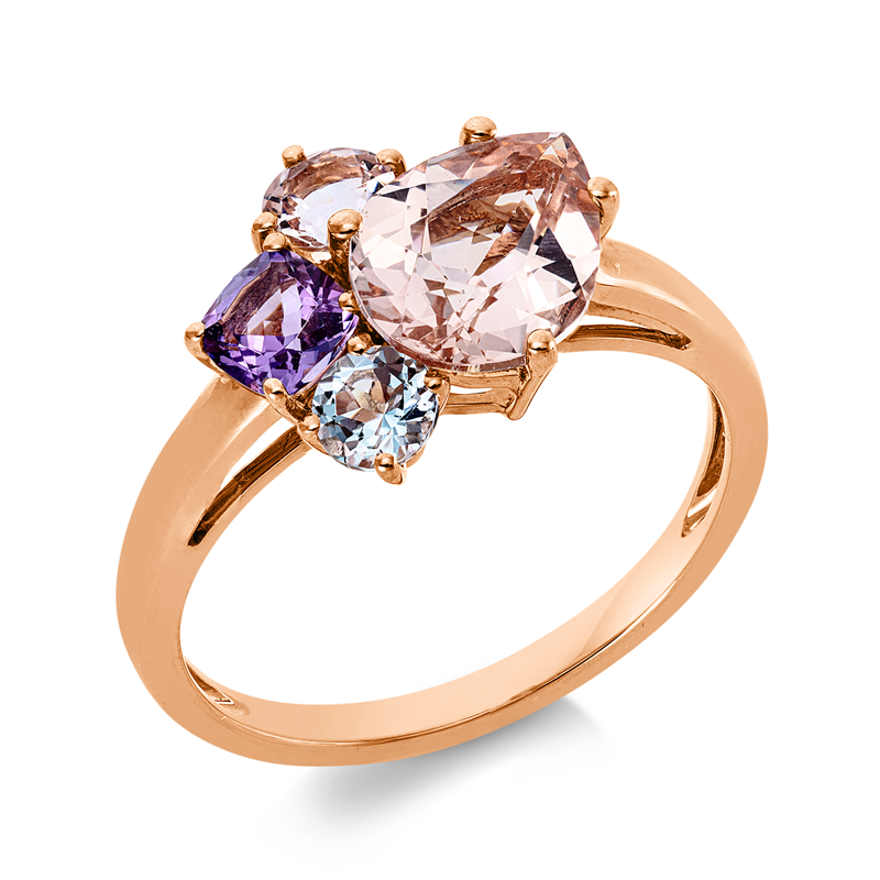 Image 90002697 - Ring 18 kt RG, 1 Morganit 0,30 ct rosé, 1 Amethyst 0,20 ct pink, 1 Morganit 1,70 ct ...