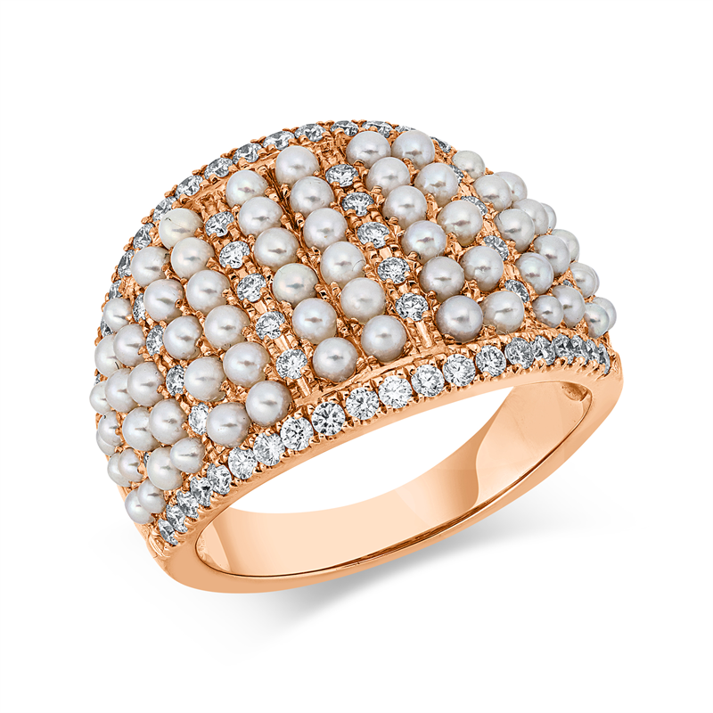 Image 90002699 - Ring 18 kt RG, 64 Brillanten 0,58 ct, TW-si, 66 ZP weiß 1,8 mm, B:15,0 mm, ...