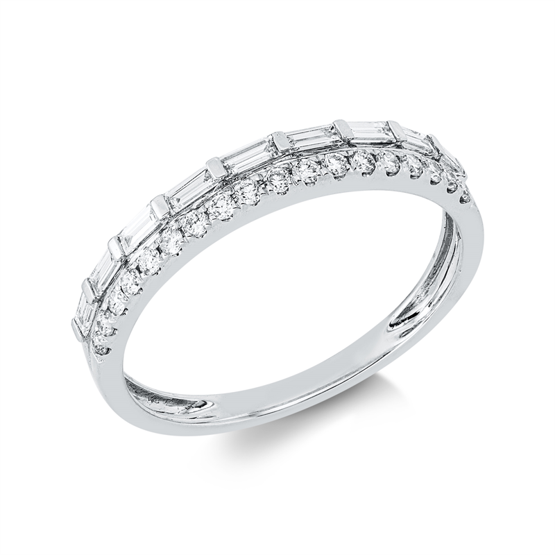 Image 90002705 - Ring 18 kt WG, 1 Bag. 0,03 ct, TW-si, 8 Baguette 0,20 ct, TW-si, 18 Brillanten 0,16 ct, ...