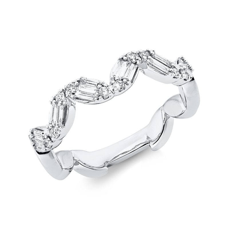 Image 90002706 - Ring 18 kt WG, 12 Baguette 0,31 ct, TW-si, 12 Brillanten 0,14 ct, TW-si, B:4,5 mm, ...
