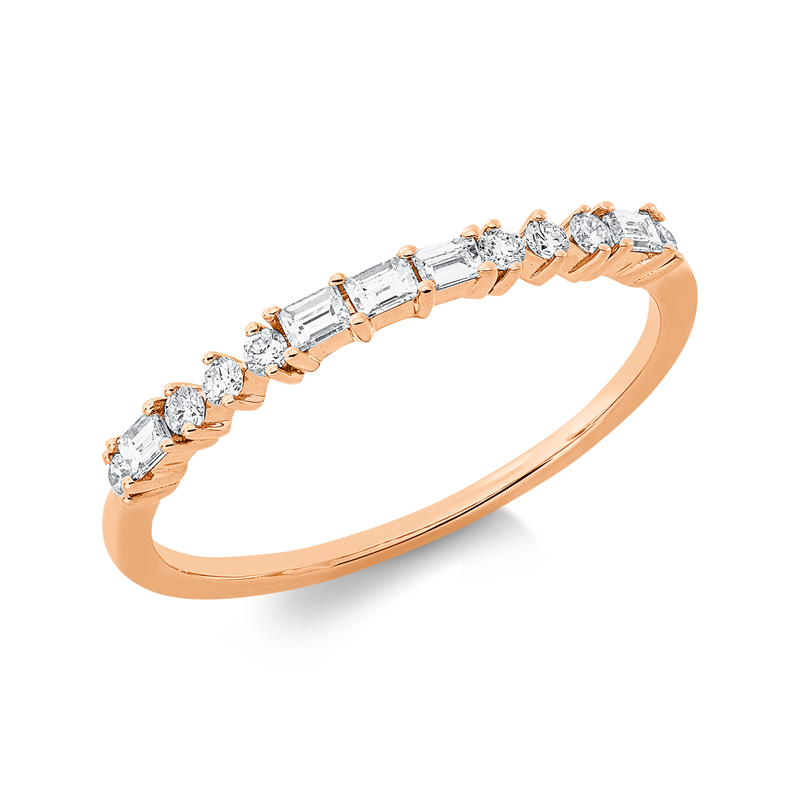 Image 90002731 - Ring 18 kt RG, 5 Baguette 0,15 ct, TW-si, 8 Brillanten 0,10 ct, TW-si, ...