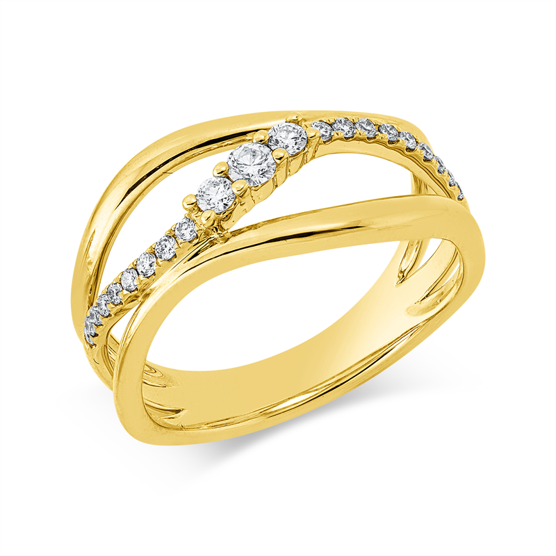 Image 90002754 - Ring 14 kt GG, 21 Brillanten 0,22 ct, W-si/pi, B:9,1 mm, Weite:54 =*=*= Unterkategorie: ...