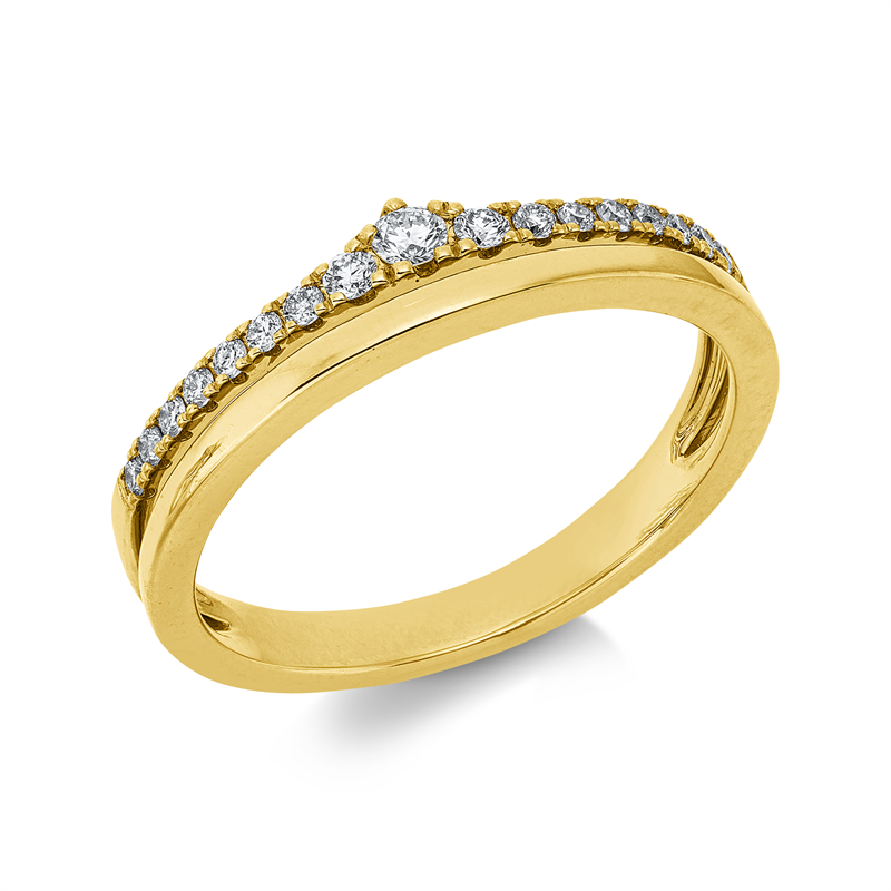 Image 90002755 - Ring 14 kt GG, 16 Brillanten 0,14 ct, W-si/pi, 1 Brill. 0,04 ct, W-si/pi, B:4,4 mm, ...