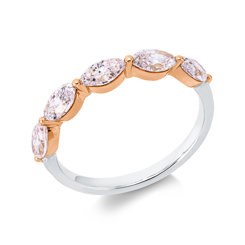 Image 90002763 - Ring 18 kt WG RG, 5 Navette 1,19 ct, pink, B:3,0 mm, Weite:54 =*=*= Unterkategorie: ...