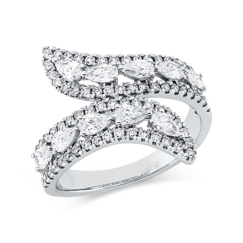Image 90002776 - Ring 18 kt WG, 10 Tropfen 0,73 ct, TW-vsi, 72 Brillanten 0,49 ct, TW-si, B:19,3 mm, ...