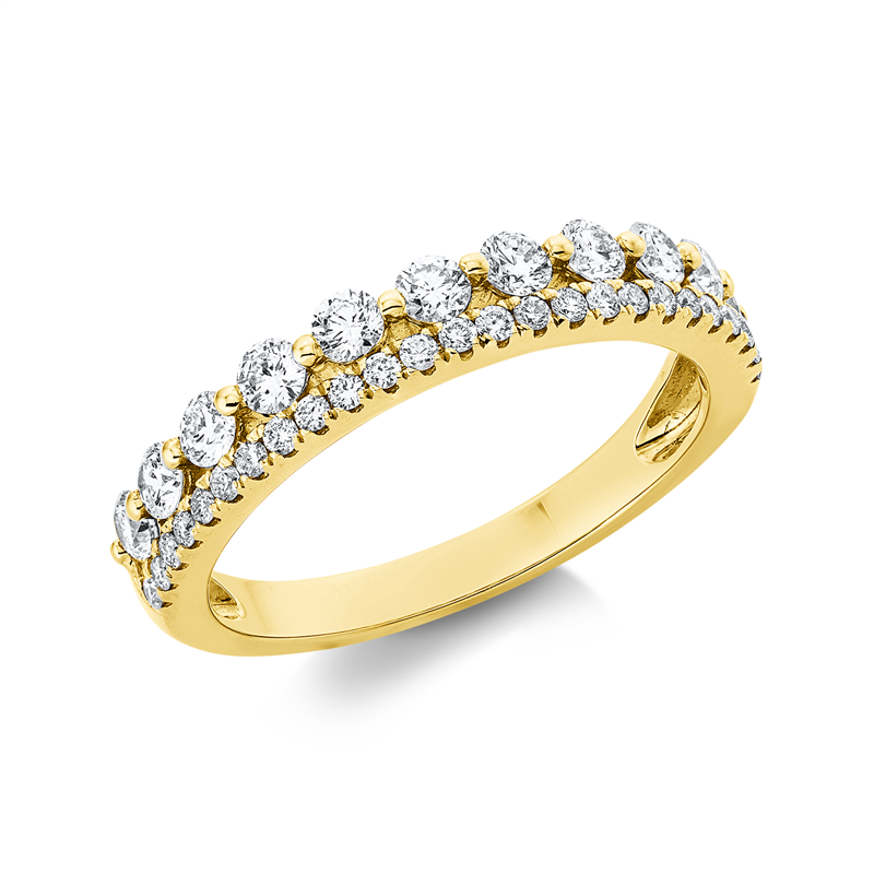 Image 90002781 - Ring 18 kt GG, 25 Brillanten 0,17 ct, TW-si, 11 Brillanten 0,55 ct, TW-si, B:3,6 mm, ...