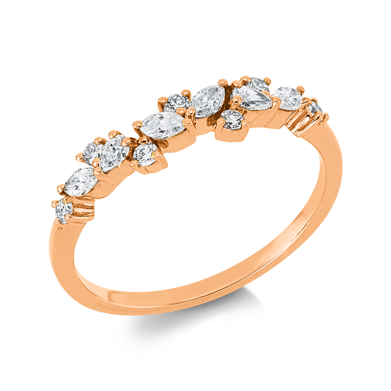 Image 90002792 - Ring 18 kt RG, 2 Tropfen 0,07 ct, TW-vsi, 4 Navette 0,16 ct, TW-vsi, 7 Brillanten 0,12 ...
