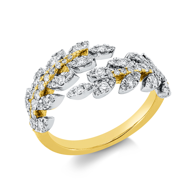 Image 90002795 - Ring 18 kt GG WG Feder, 74 Brillanten 0,74 ct, TW-si, B:9,6 mm, ...