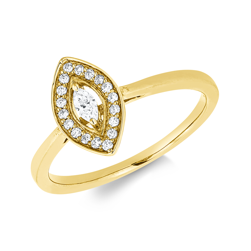 Image 90002798 - Ring 18 kt GG, 1 Navette 0,06 ct, TW-vsi, 18 Brillanten 0,09 ct, TW-si, H:6,8 mm, B:11,0 ...
