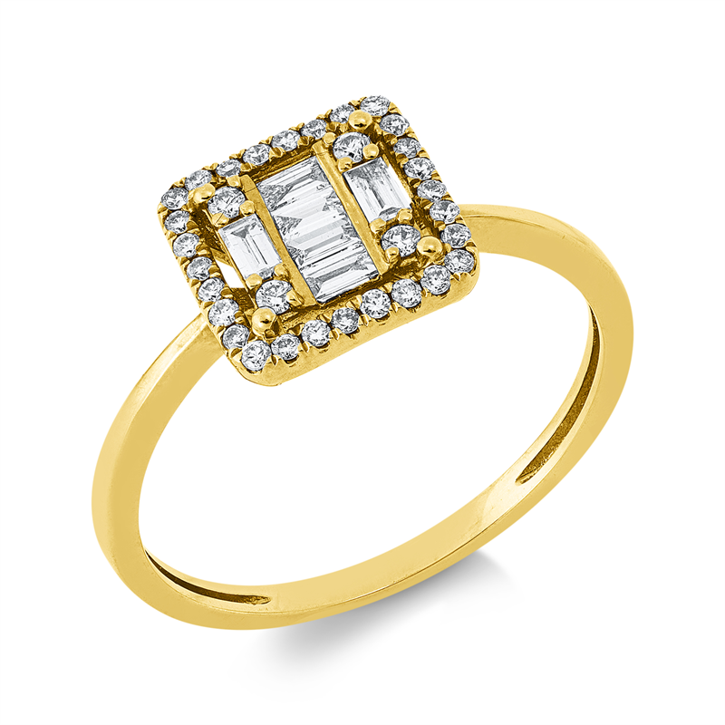 Image 90002801 - Ring 18 kt GG, 6 Baguette 0,17 ct, TW-vsi, 32 Brillanten 0,13 ct, TW-si, H:8,6 mm, B:8,4 ...