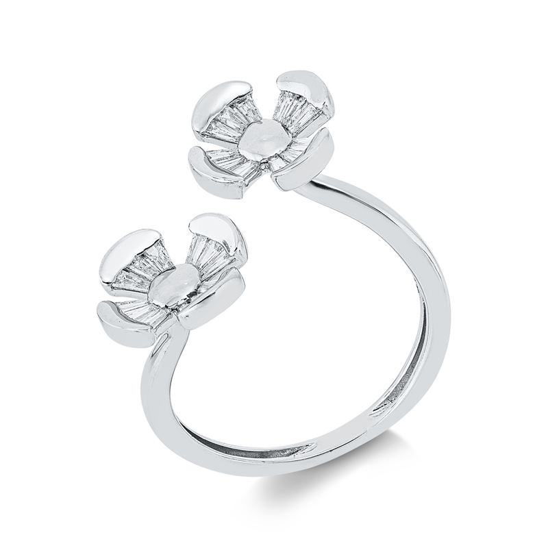 Image 90002804 - Ring 18 kt WG Blumen, 24 Trapeze 0,33 ct, TW-vsi, H:19,2 mm, B:16,0 mm, ...