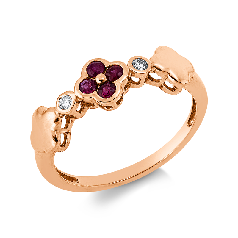 Image 90002817 - Ring 18 kt RG, 2 Brillanten 0,04 ct, TW-si, 4 Rubine 0,17 ct rot, ...