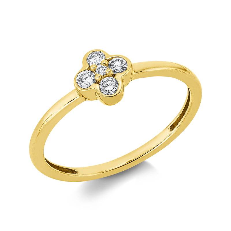 Image 90002824 - Ring 18 kt GG, 1 Brill. 0,01 ct, TW-si, 4 Brillanten 0,14 ct, TW-si, ...
