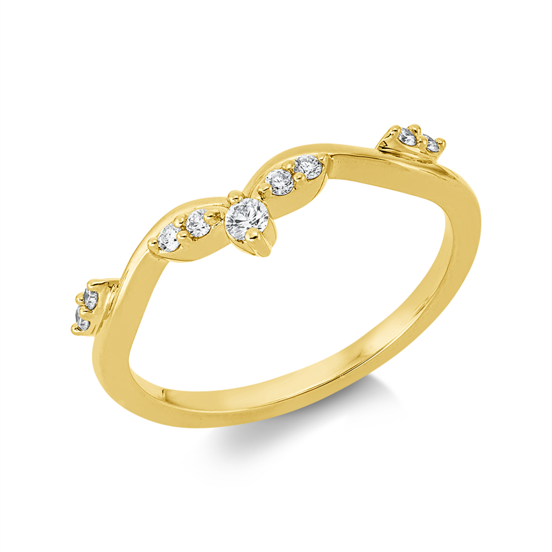 Image 90002825 - Ring 18 kt GG, 8 Brillanten 0,09 ct, TW-si, 1 Brill. 0,04 ct, TW-si, B:4,5 mm, ...