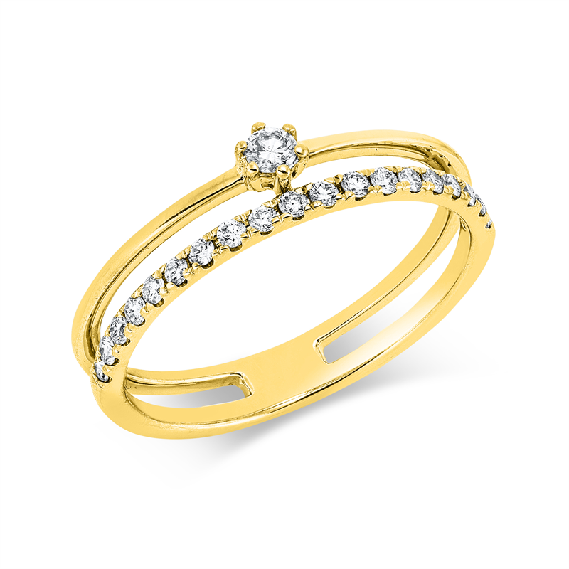 Image 90002832 - Ring 18 kt GG, 19 Brillanten 0,19 ct, TW-si, 1 Brill. 0,06 ct, TW-si, B:4,5 mm, ...