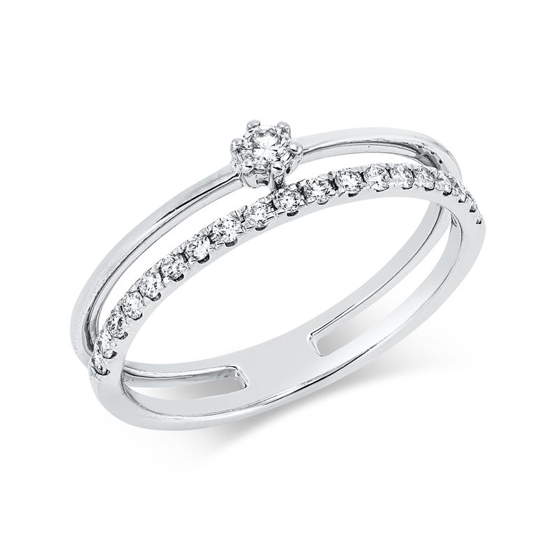 Image 90002833 - Ring 18 kt WG, 19 Brillanten 0,19 ct, TW-si, 1 Brill. 0,06 ct, TW-si, ...