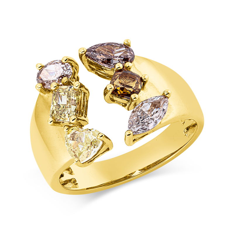Image 90002840 - Ring 14 kt GG, 6 Fant-Schl. 1,96 ct, fancy, B:13,8 mm, Weite:54 =*=*= Unterkategorie: ...