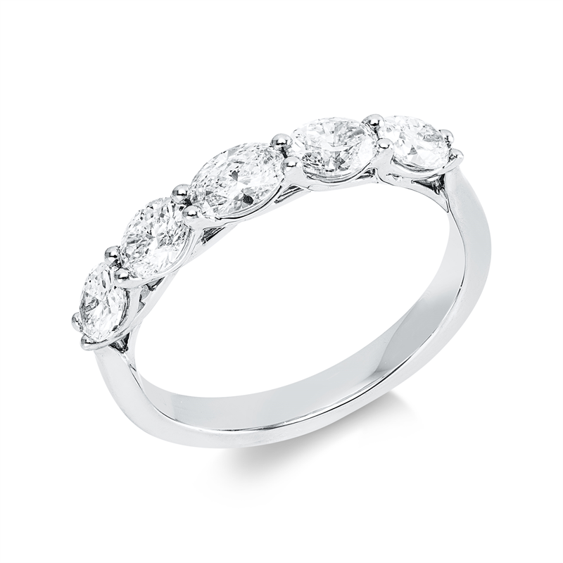 Image 90002849 - Ring 18 kt WG, 5 Oval 0,93 ct, TW-vsi, B:3,4 mm, Weite:52 =*=*= Unterkategorie: Memoire ...