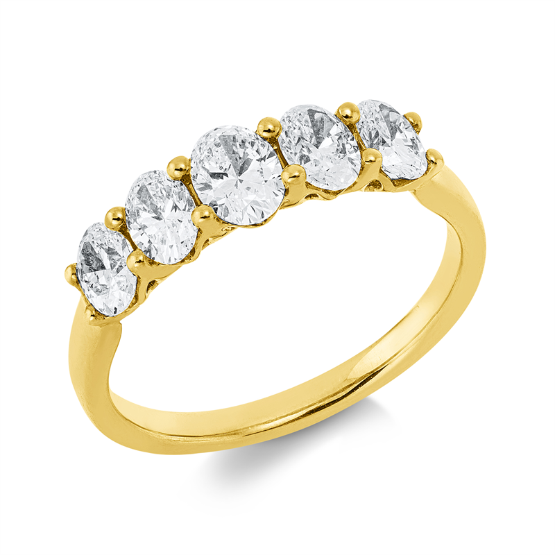 Image 90002850 - Ring 4er-Krappe 18 kt GG, 5 Oval 1,13 ct, W-vsi, H:16,9 mm, B:5,1 mm, ...