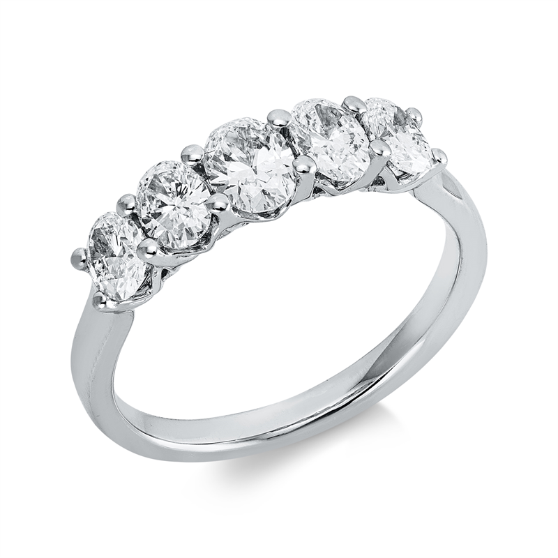 Image 90002851 - Ring 18 kt WG, 5 Oval 1,17 ct, W-vsi, H:16,9 mm, B:5,1 mm, ...