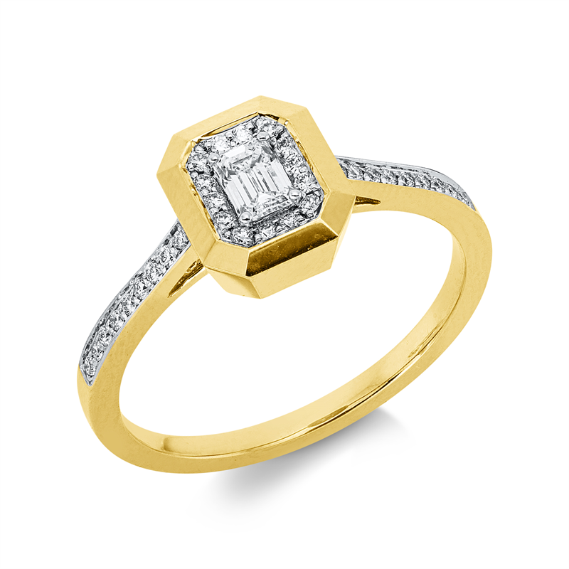 Image 90002988 - Ring 18 kt GG WG, 1 Sm.schliff 0,17 ct, F-vsi, 32 Brillanten 0,12 ct, F-vsi, H:7,2 mm, ...