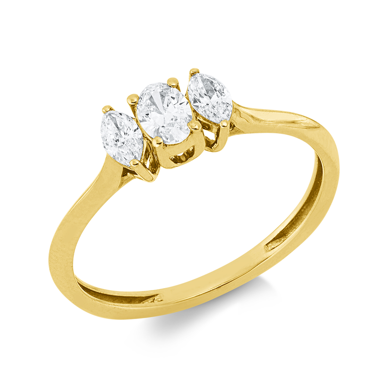 Image 90003023 - Ring 18 kt GG, 1 Oval 0,18 ct, TW-si, 2 Navette 0,21 ct, TW-si, H:8,0 mm, B:5,0 mm, ...