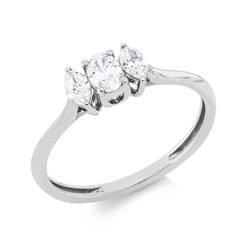 Image 90003024 - Ring 18 kt WG, 1 Oval 0,20 ct, TW-si, 2 Navette 0,21 ct, TW-si, H:8,0 mm, B:5,0 mm, ...