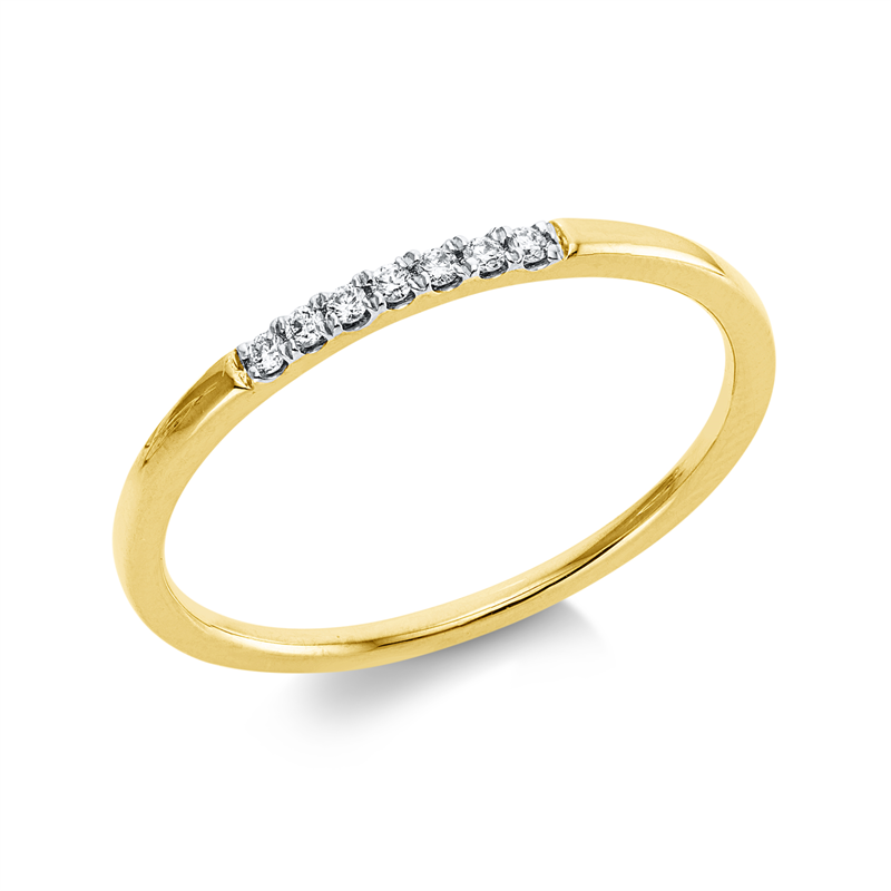 Image 90003271 - Ring 18 kt GG, Fassung rhodiniert, 7 Brillanten 0,05 ct, TW-pi, B:1,3 mm, ...