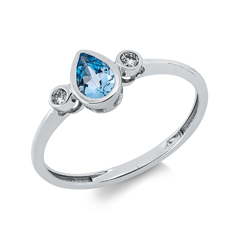 Image 90003025 - Ring 18 kt WG, 2 Brillanten 0,07 ct, TW-si, 1 Topas 0,42 ct blau, H:10,3 mm, B:6,9 mm, ...