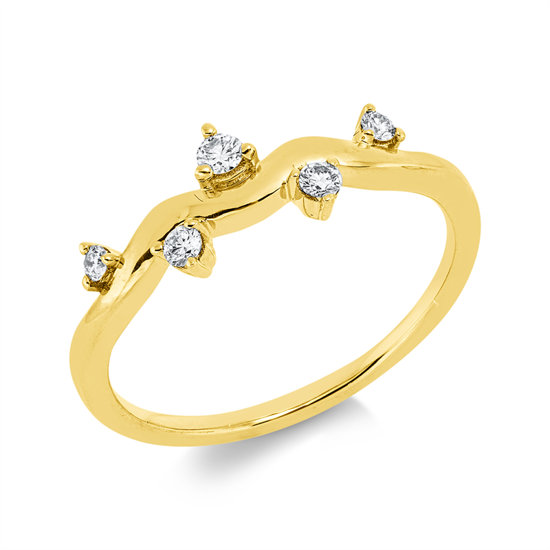 Image 90003034 - Ring 18 kt GG, 5 Brillanten 0,13 ct, TW-si, B:6,0 mm, Weite:54 =*=*= Unterkategorie: ...