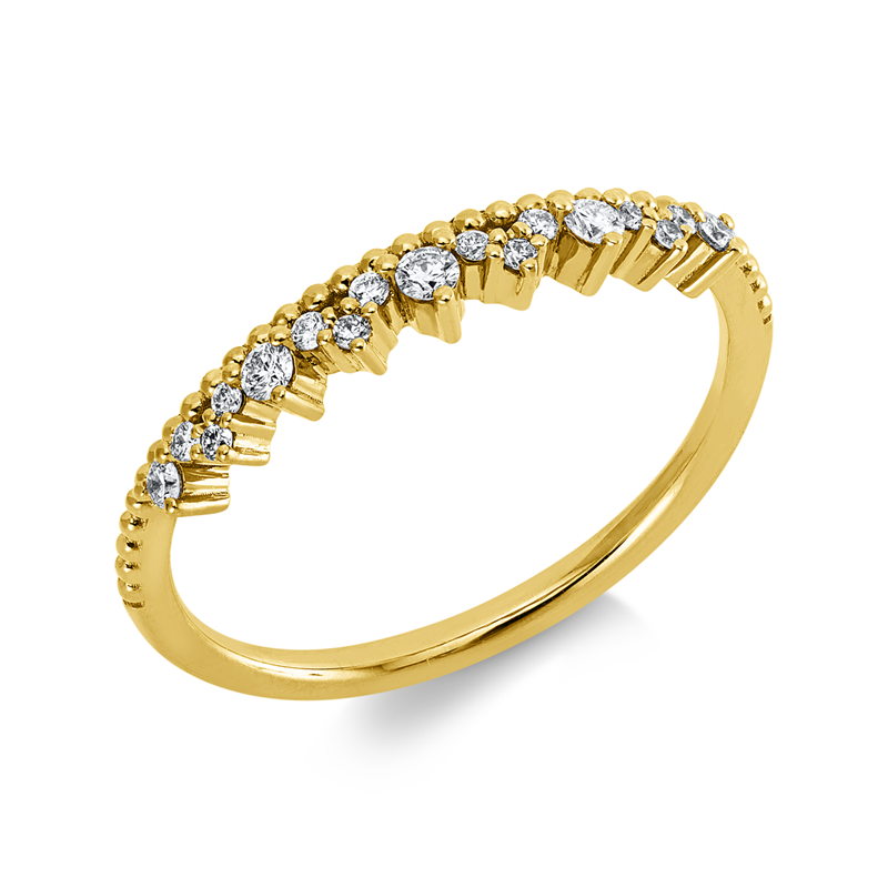 Image 90003040 - Ring 18 kt GG, 12 Brillanten 0,06 ct, TW-si, 2 Brillanten 0,04 ct, TW-si, 3 Brillanten ...