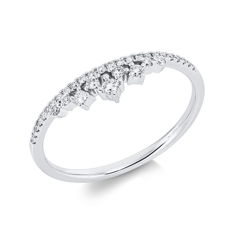 Image 90003041 - Ring 18 kt WG, 5 Brillanten 0,08 ct, TW-pi, 29 Brillanten 0,10 ct, TW-pi, B:4,6 mm, ...