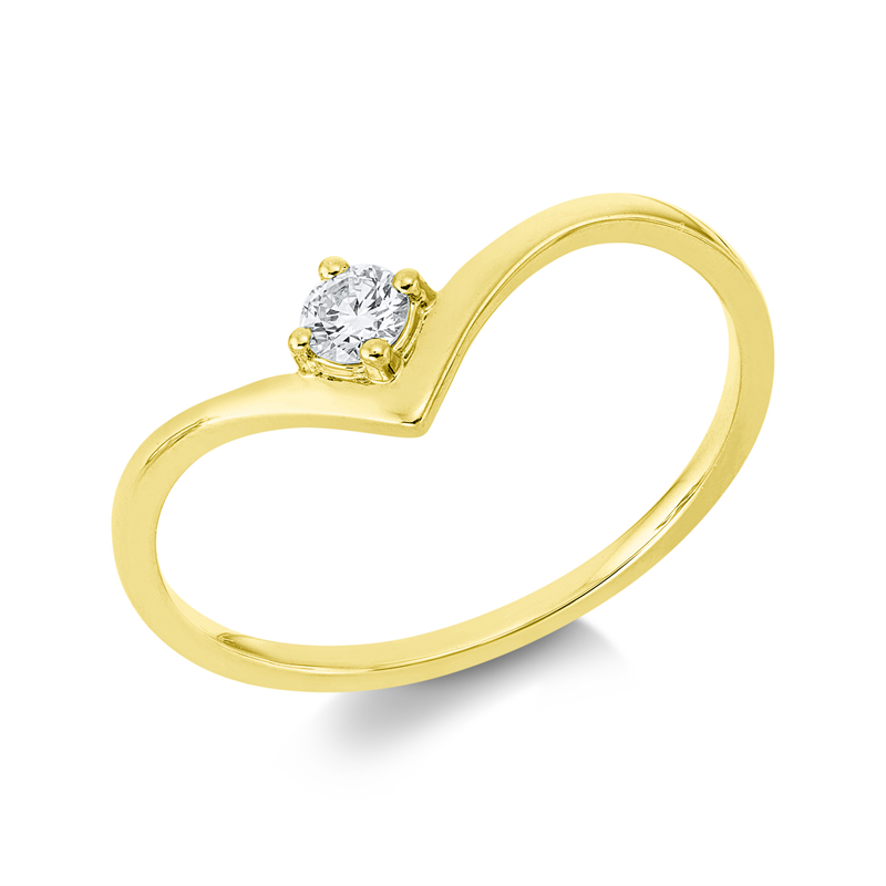 Image 90003050 - Ring 4er-Krappe 18 kt GG, 1 Brill. 0,11 ct, TW-si, H:4,1 mm, B:5,5 mm, ...