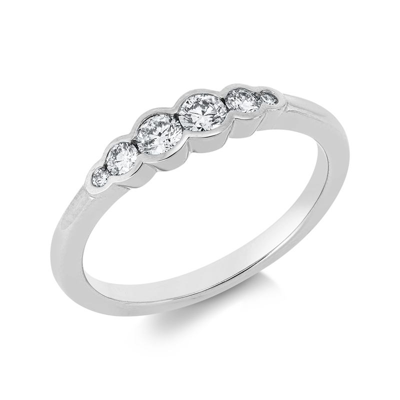 Image 90003055 - Ring 18 kt WG, 2 Brillanten 0,08 ct, TW-si, 2 Brillanten 0,02 ct, TW-si, 2 Brillanten ...