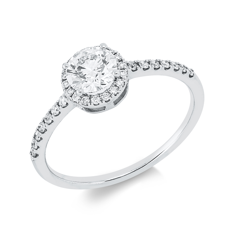 Image 90003056 - Ring 18 kt WG, 32 Brillanten 0,14 ct, TW-si, 1 Brill. 0,56 ct, TW-vsi, H:6,7 mm, B:6,7 ...