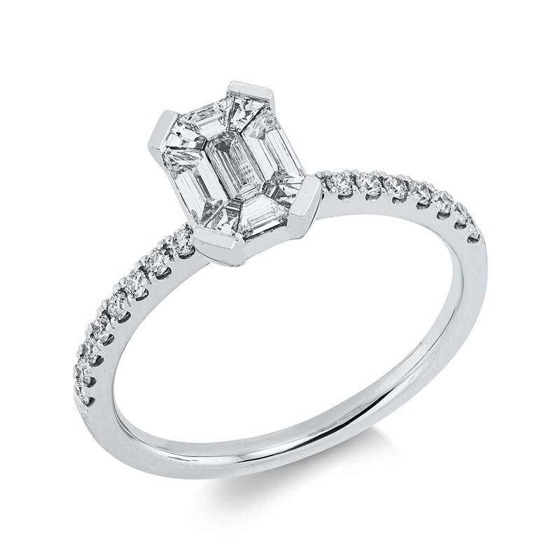 Image 90003100 - Ring 18 kt WG, 9 Fant-Schl. 0,37 ct, TW-vsi, 16 Brillanten 0,16 ct, TW-si, H:6,2 mm, ...