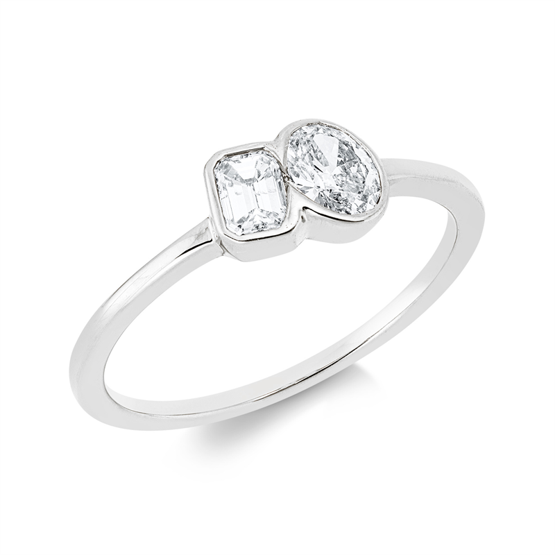 Image 90003112 - Ring 18 kt WG, 1 Sm.schliff 0,22 ct, TW-si, 1 Oval 0,28 ct, TW-si, ...