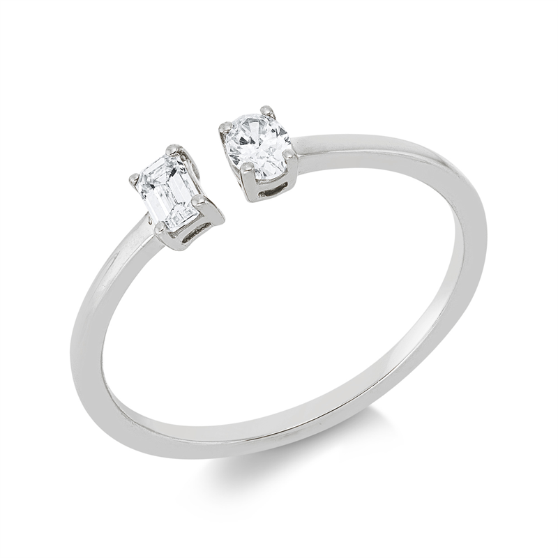Image 90003113 - Ring 18 kt WG, 1 Oval 0,11 ct, TW-si, 1 Sm.schliff 0,13 ct, TW-si, ...