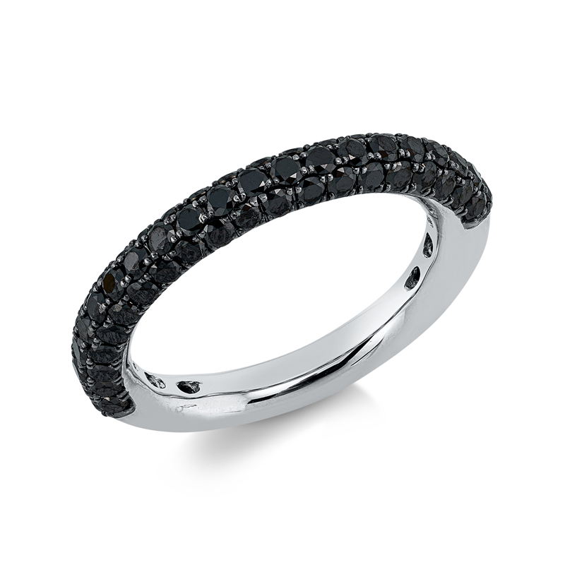 Image 90003129 - Ring 18 kt WG, Fassung teils schwarz rhodinie, 61 Brillanten 1,26 ct, schwarz, B:3,4 mm, ...