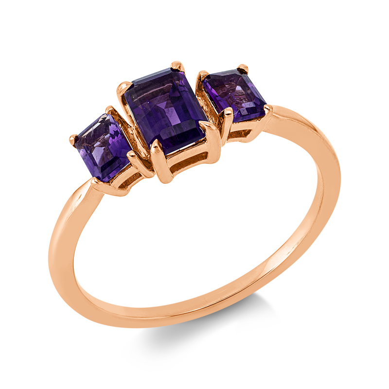 Image 90003131 - Ring 4er-Krappe 18 kt RG, 1 Amethyst 0,53 ct lila, 2 Amethyste 0,37 ct lila, H:11,4 mm, ...