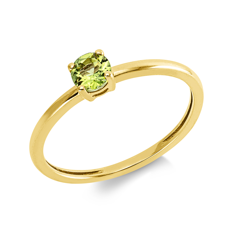 Image 90003139 - Ring 4er-Krappe 18 kt GG, 1 Peridot 0,30 ct grün, H:3,9 mm, B:4,0 mm, ...