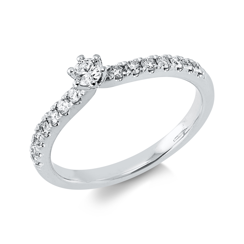 Image 90003147 - Ring 6er-Krappe 14 kt WG, 1 Brill. 0,10 ct, TW-si, 14 Brillanten 0,25 ct, TW-si, ...