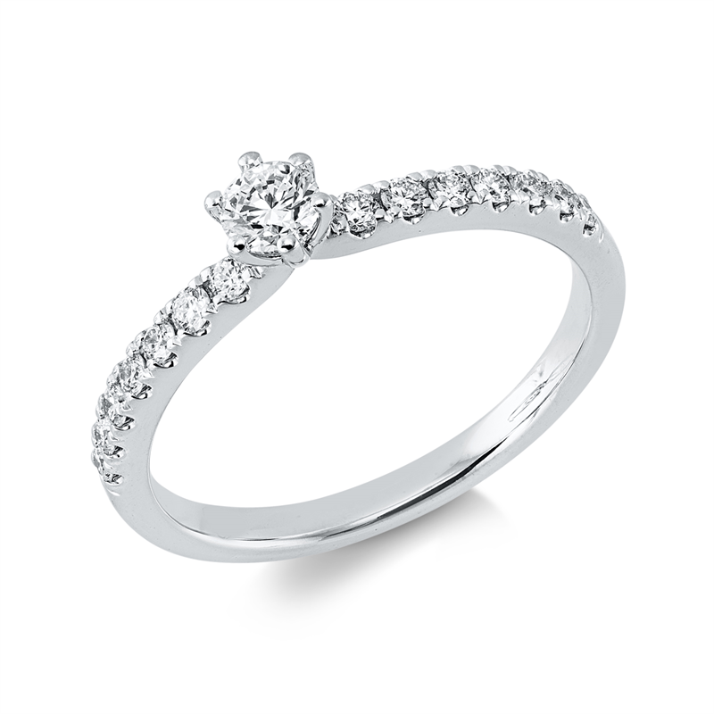 Image 90003151 - Ring 6er-Krappe 14 kt WG, 1 Brill. 0,20 ct, TW-si, 14 Brillanten 0,26 ct, TW-si, ...