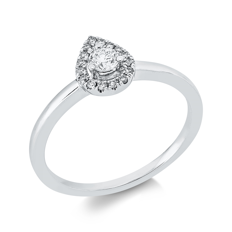 Image 90003168 - Ring 18 kt WG, 1 Brill. 0,14 ct, TW-si, 16 Brillanten 0,08 ct, J-vsi/si, H:6,2 mm, B:8,0 ...