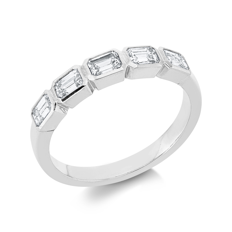 Image 90003176 - Ring Zarge 18 kt WG, 5 Sm.schliff 0,72 ct, TW-si, B:3,3 mm, ...