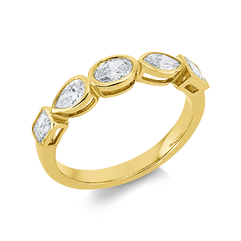 Image 90003179 - Ring Zarge 18 kt GG, 1 Princ. 0,20 ct, TW-si, 1 Sm.schliff 0,19 ct, TW-si, 1 Navette 0,18 ...