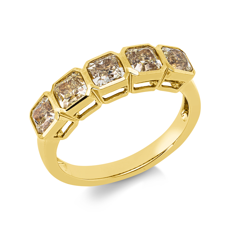 Image 90003190 - Ring Zarge 18 kt GG, 5 Cushion 2,07 ct, gelb, B:4,6 mm, Weite:54 =*=*= Unterkategorie: ...