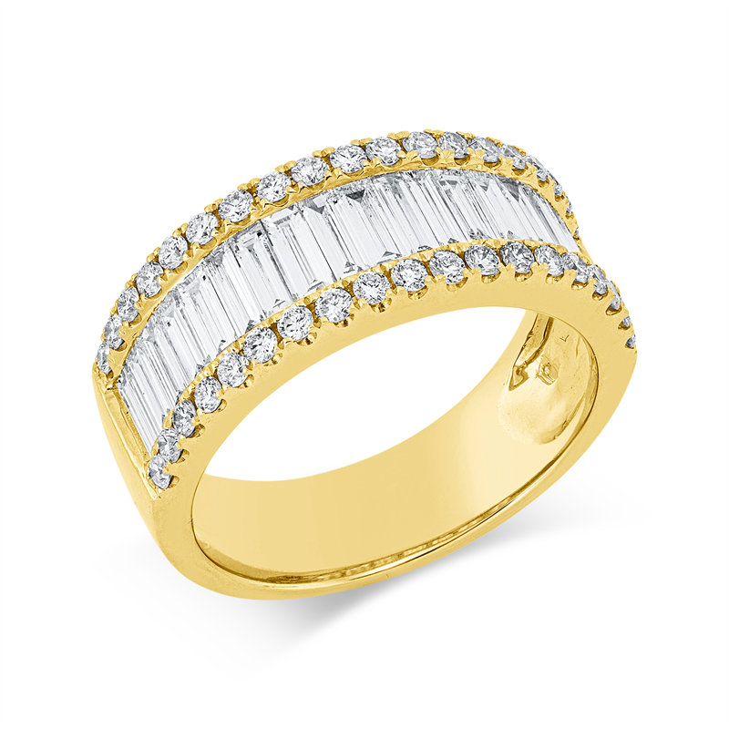 Image 90003201 - Ring 18 kt GG, 19 Baguette 0,96 ct, TW-vsi, 38 Brillanten 0,44 ct, TW-vsi, B:7,5 mm, ...