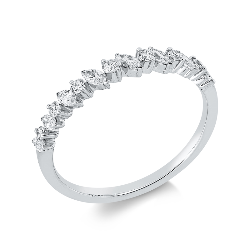 Image 90003205 - Ring 18 kt WG, 7 Brillanten 0,13 ct, TW-vsi/si, 8 Navette 0,26 ct, TW-vsi/si, B:3,0 mm, ...