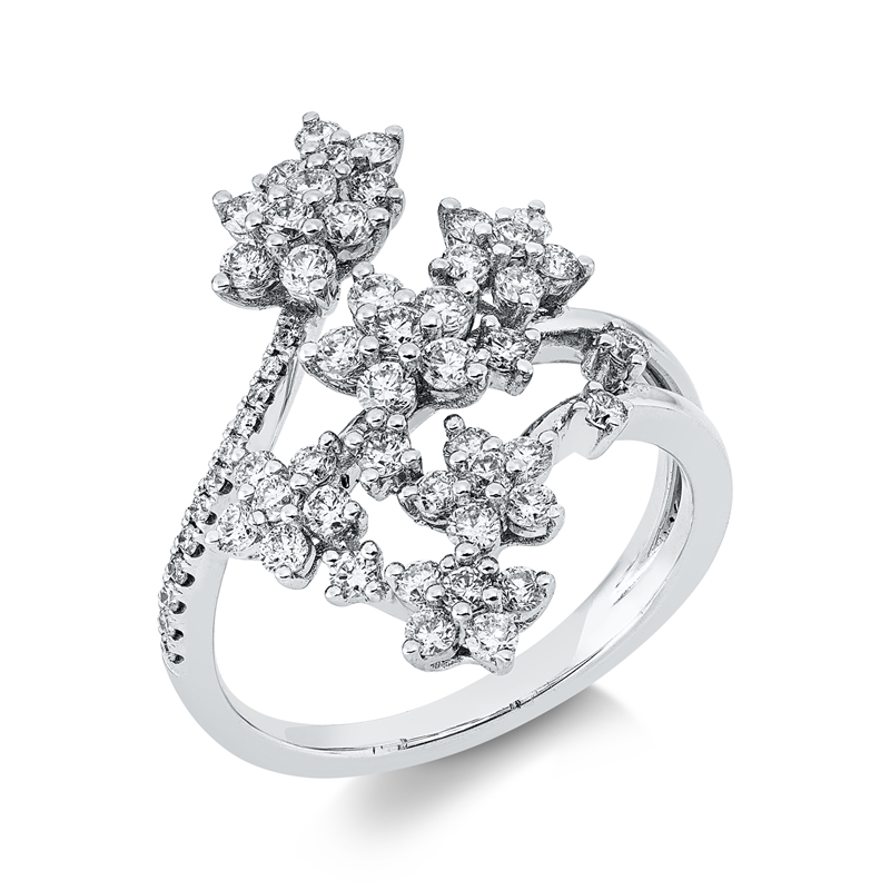 Image 90003206 - Ring 18 kt WG, 57 Brillanten 1,00 ct, W-pi, H:16,5 mm, B:24,1 mm, ...